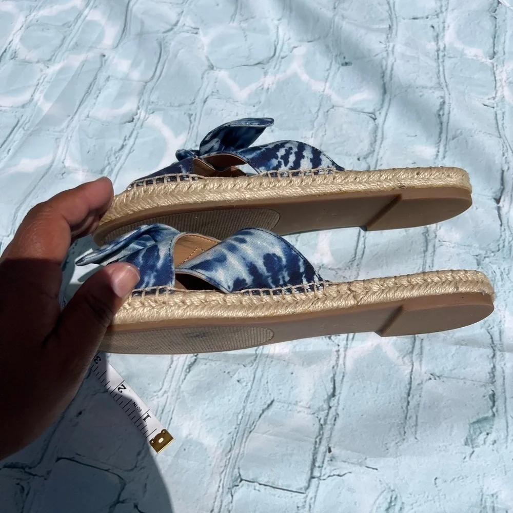 Nine West 9M Tie Dye Denim Espadrilles Casual Slide Sandals Women's EXC